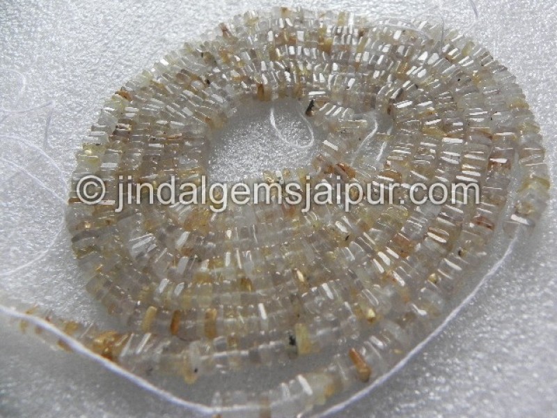 Golden Rutile Plain Heishi Square Shape Beads